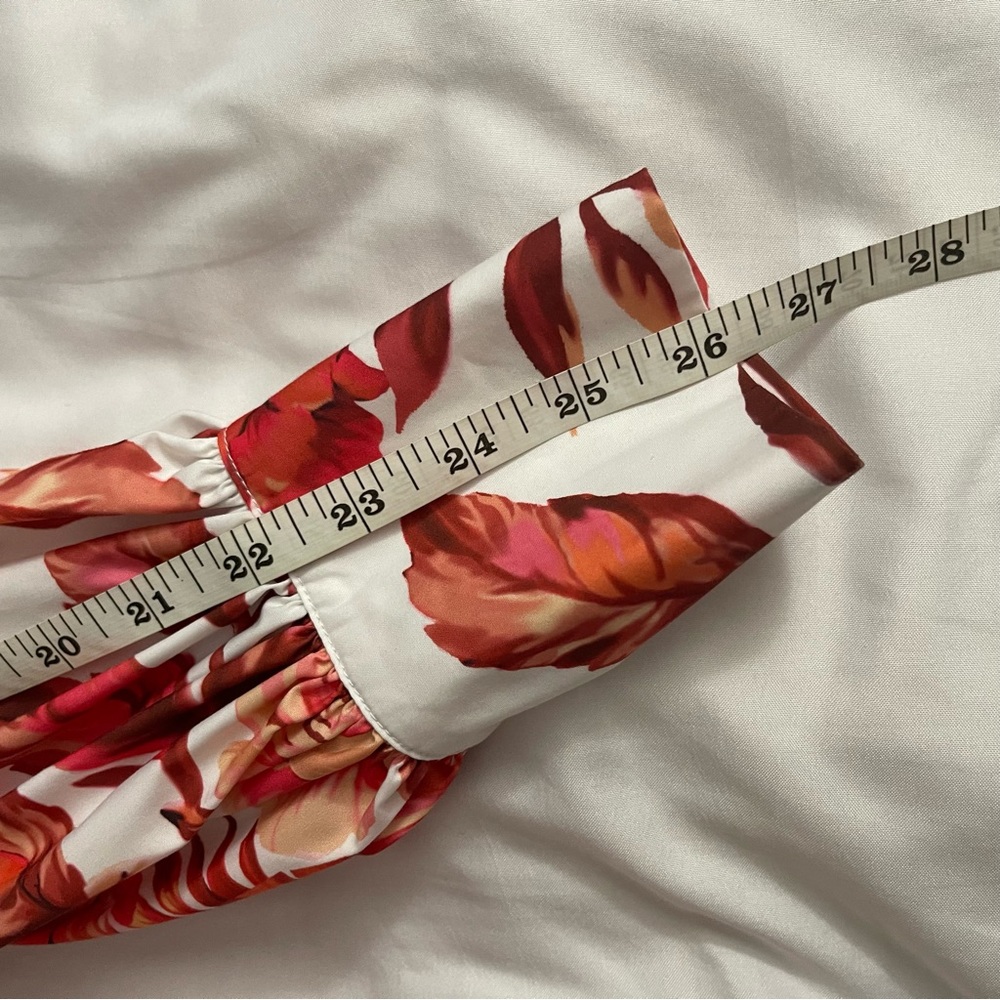 Floral print long sleeve Shirred back ruffled cutout mini dress - Picture 7 of 11